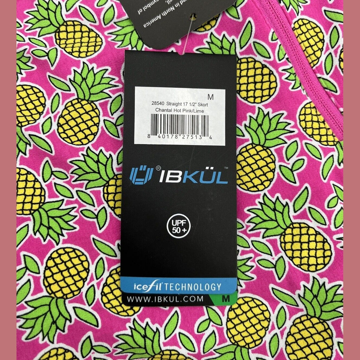 $79 IBKUL Women's Active Golf Tennis Skort - Chantal Hot Pink/Lime -Medium -New