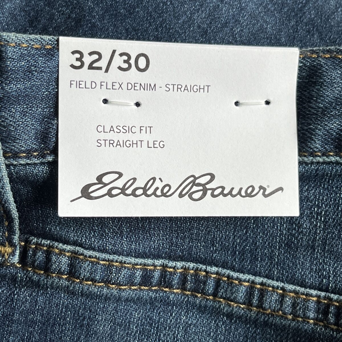 EDDIE BAUER Men’s Flex Straight Denim Jeans- River Rock- 32W x 30L- New Tags $70