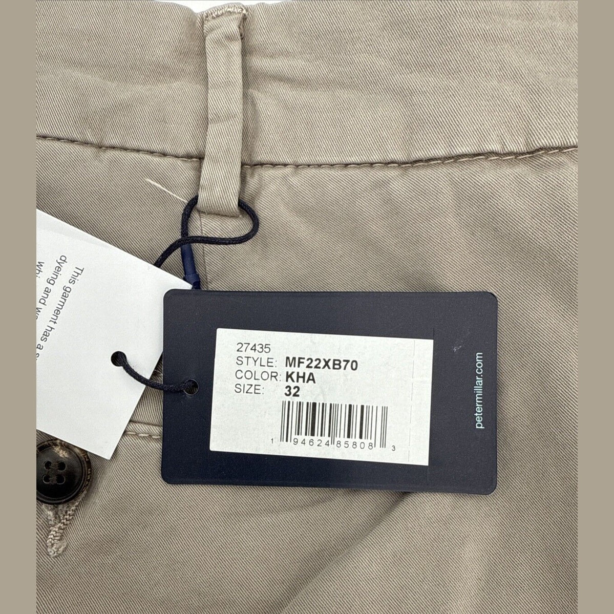$198 PETER MILLAR Collection Men’s Concorde Garment Dyed Trouser-Khaki-32W 36L