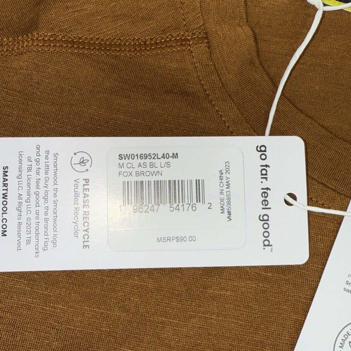$90 SmartWool Men’s All Season Merino Base Layer Long Slv Shirt-Fox Brown-Medium