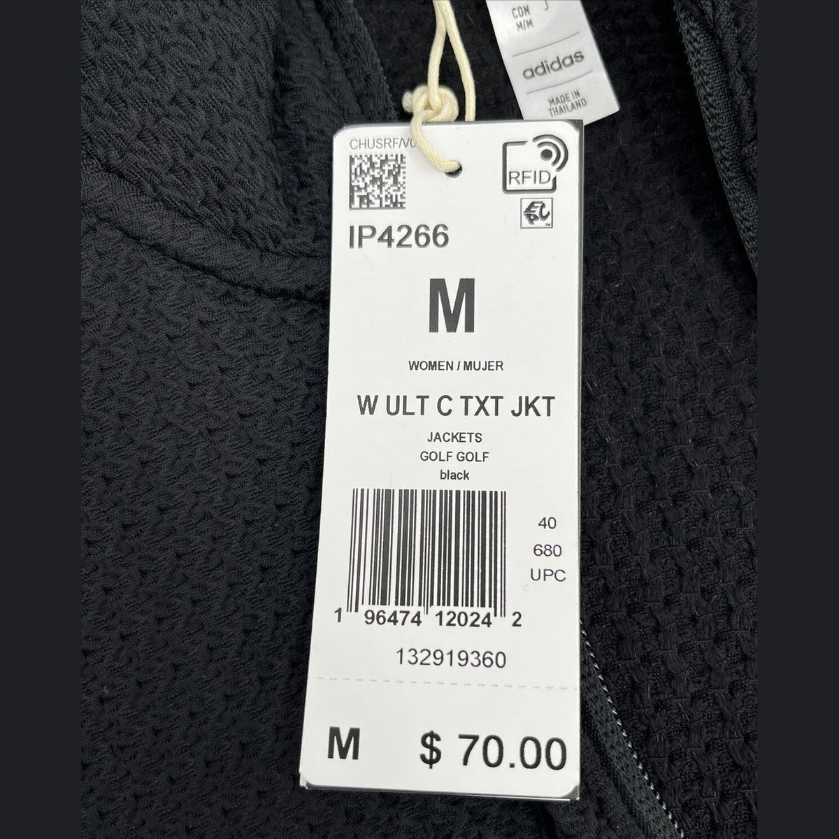 $70 New*2024 Arrival*Adidas Women’s Ultimate365 Textured Zip Jacket-Black-Medium
