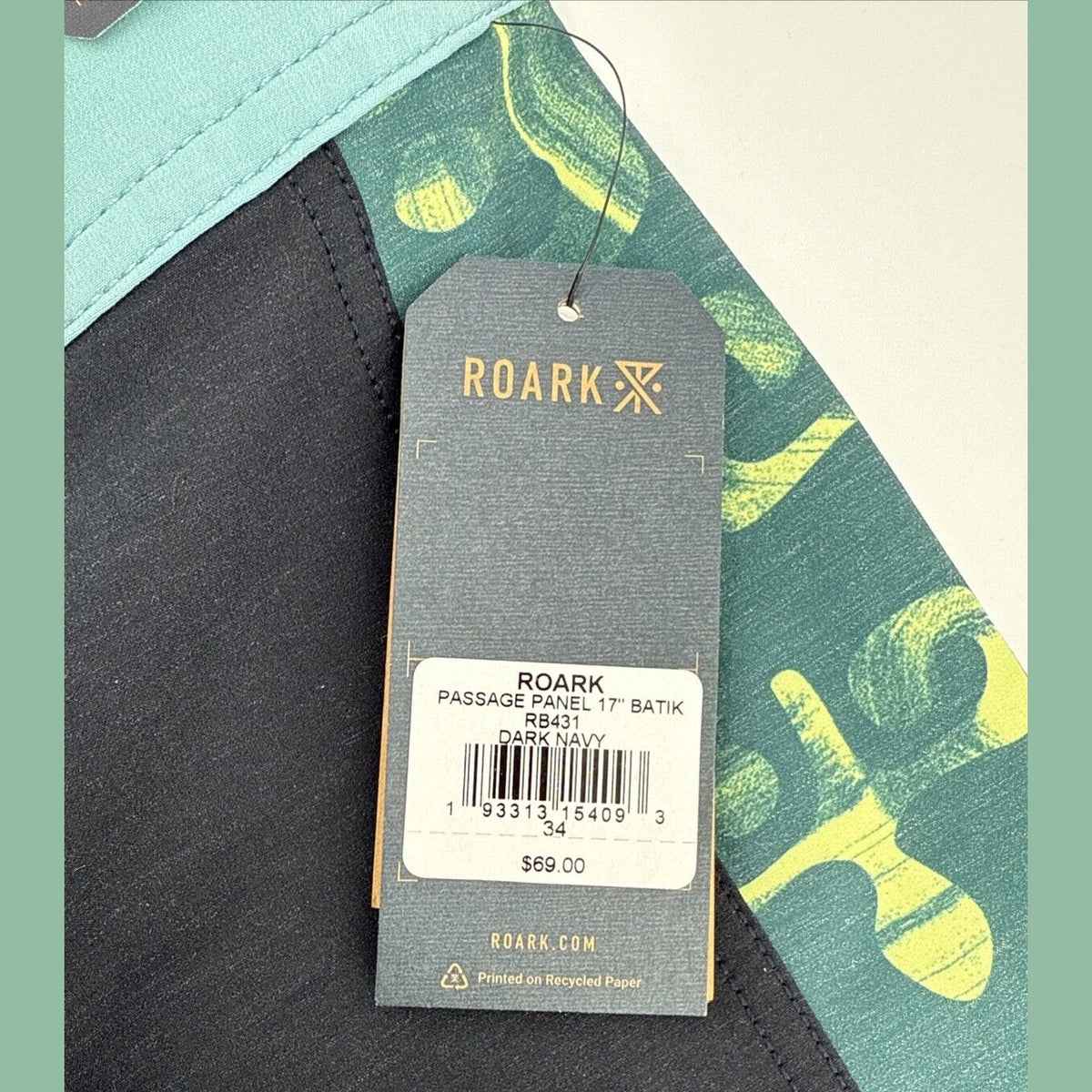 $69 Roark Men’s Passage Panel Batik 17” Boardshorts-D.Navy Black -Size: 34W-New