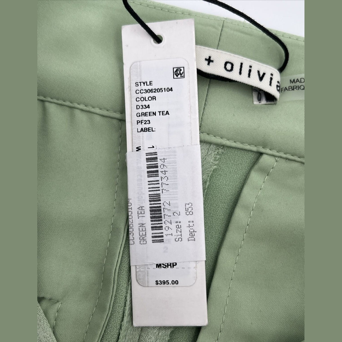 Alice + Olivia Women’s Deanna High-Waist Bootcut Pant-Green Tea-Sz: 2- New $395