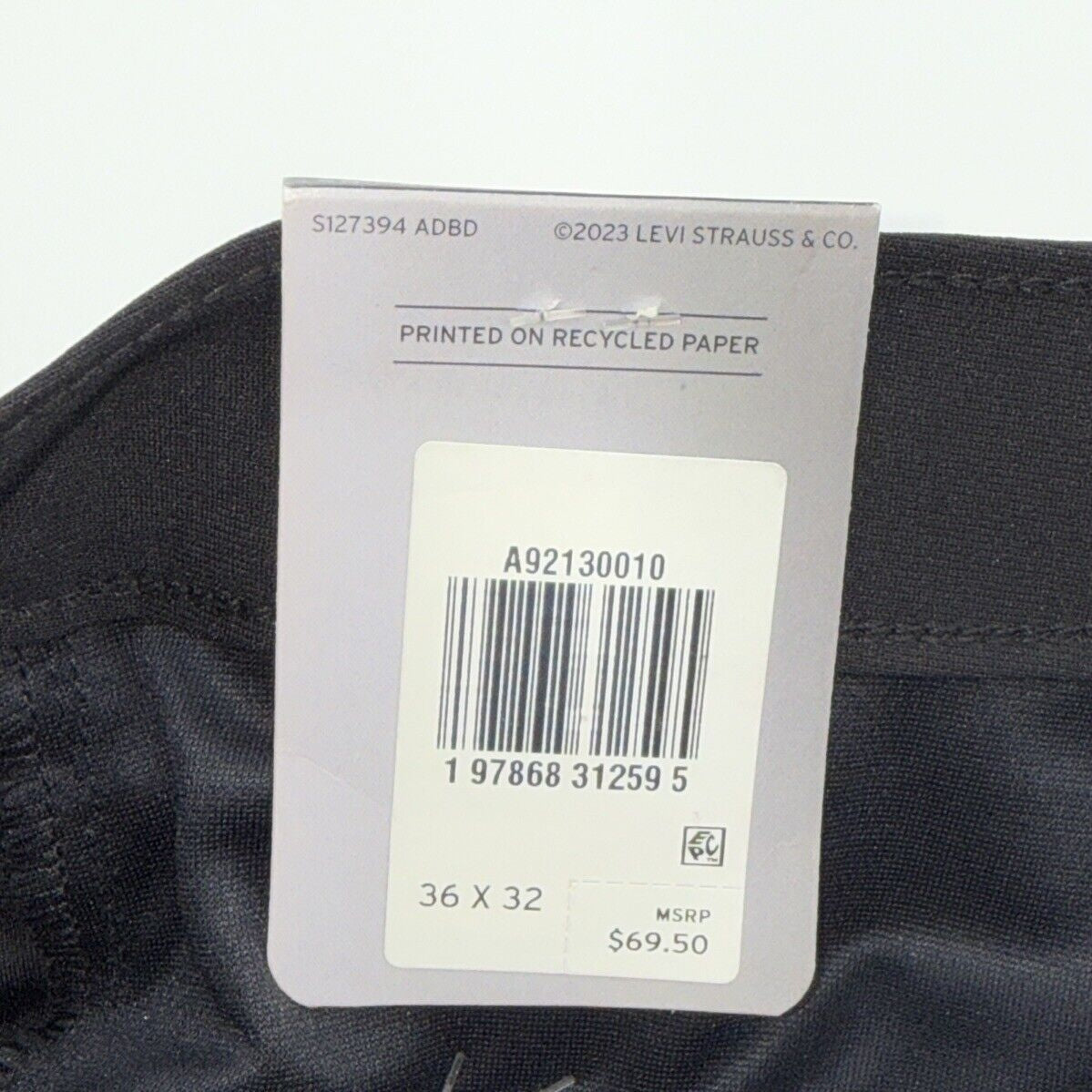 $70 Levi's Men's 511 Slim Tech Pants Stretch A92130010- Black- 36W 32L - New Tag