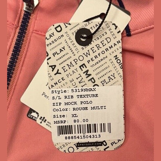 EP New York Women's Sleeveless Zip Mock Golf Shirt- Rouge- XLarge- MSRP $80