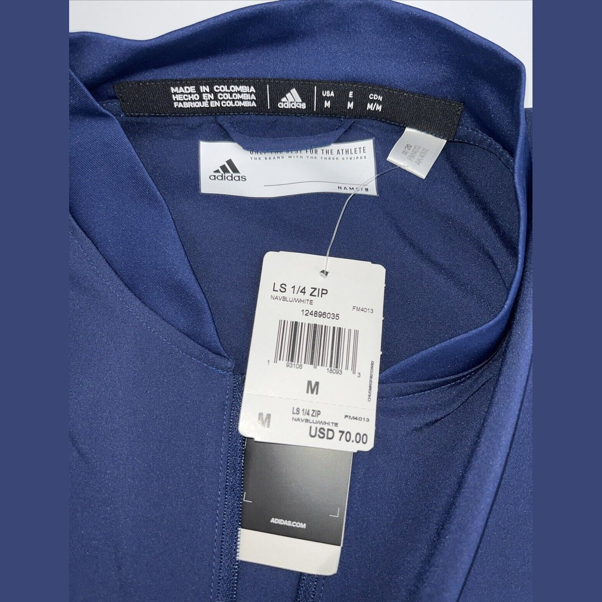 $70 Adidas Men's Lightweight Long Sleeve 1/4 Zip Pullover - Navy Blue-Medium-New