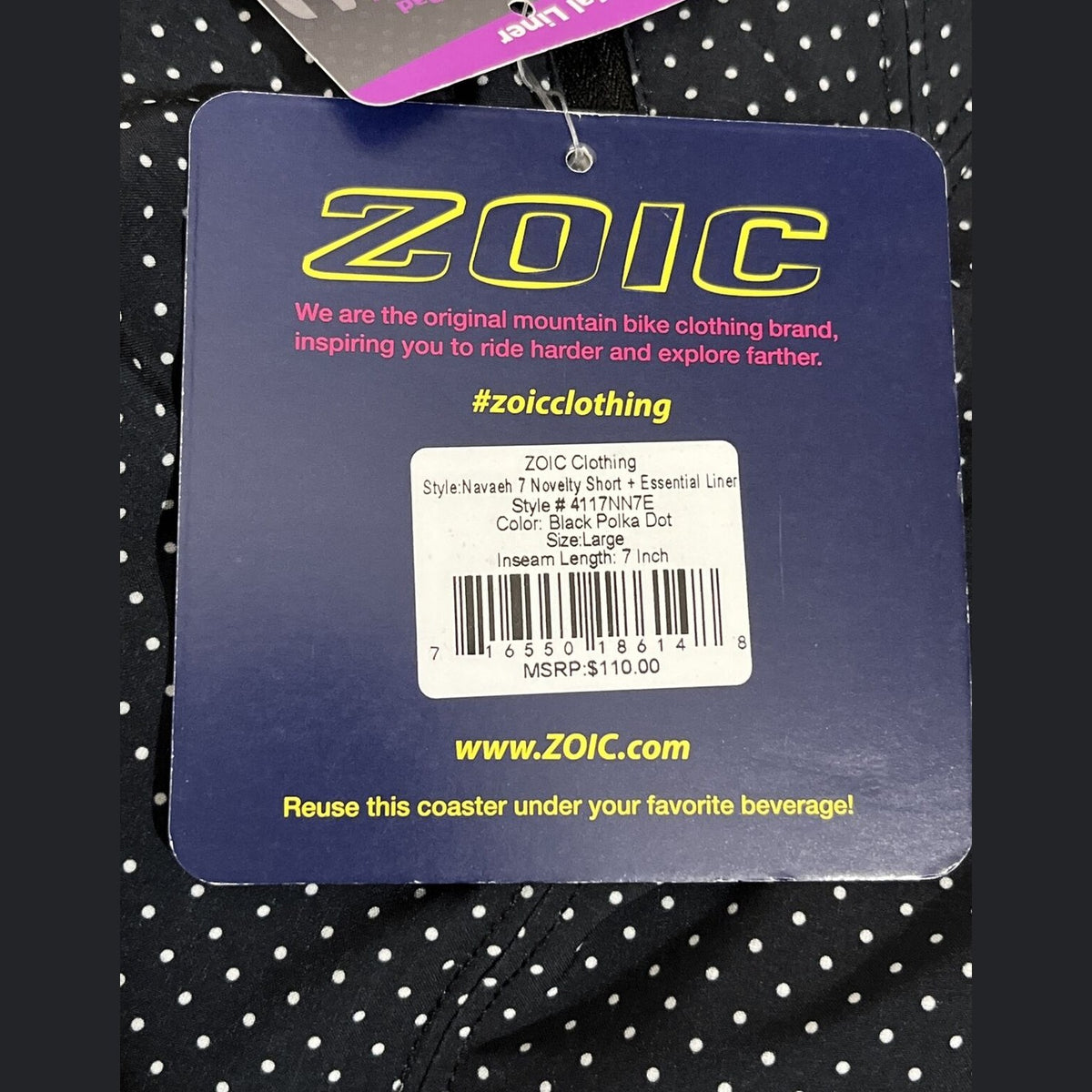 Zoic Women's Essential LIner Short Bike Padded-Black Polka Dot-Large-New Tag$110