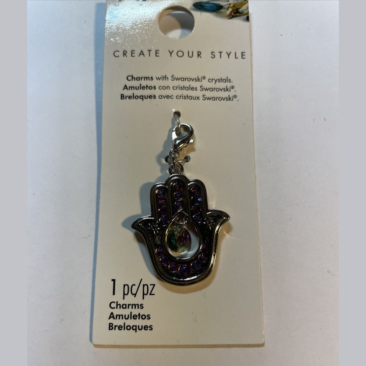 Lot Of 2 Swarovski Crystal -Create Your Own Style Charms - Blessed Flip - Hamssa