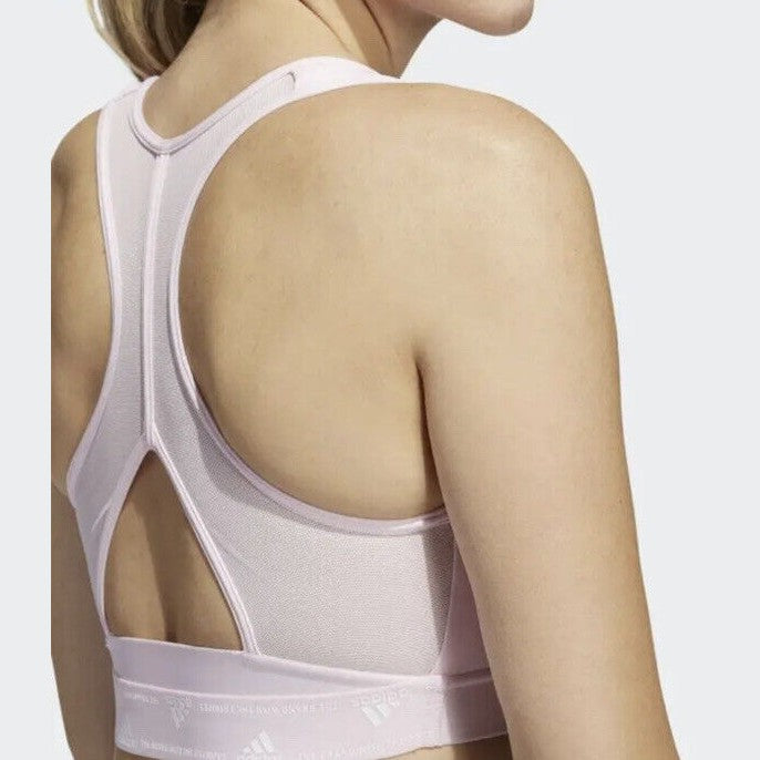 Adidas Powerreact Training Medium-Support Bra Women’s - Clear Pink- MAC - New$30