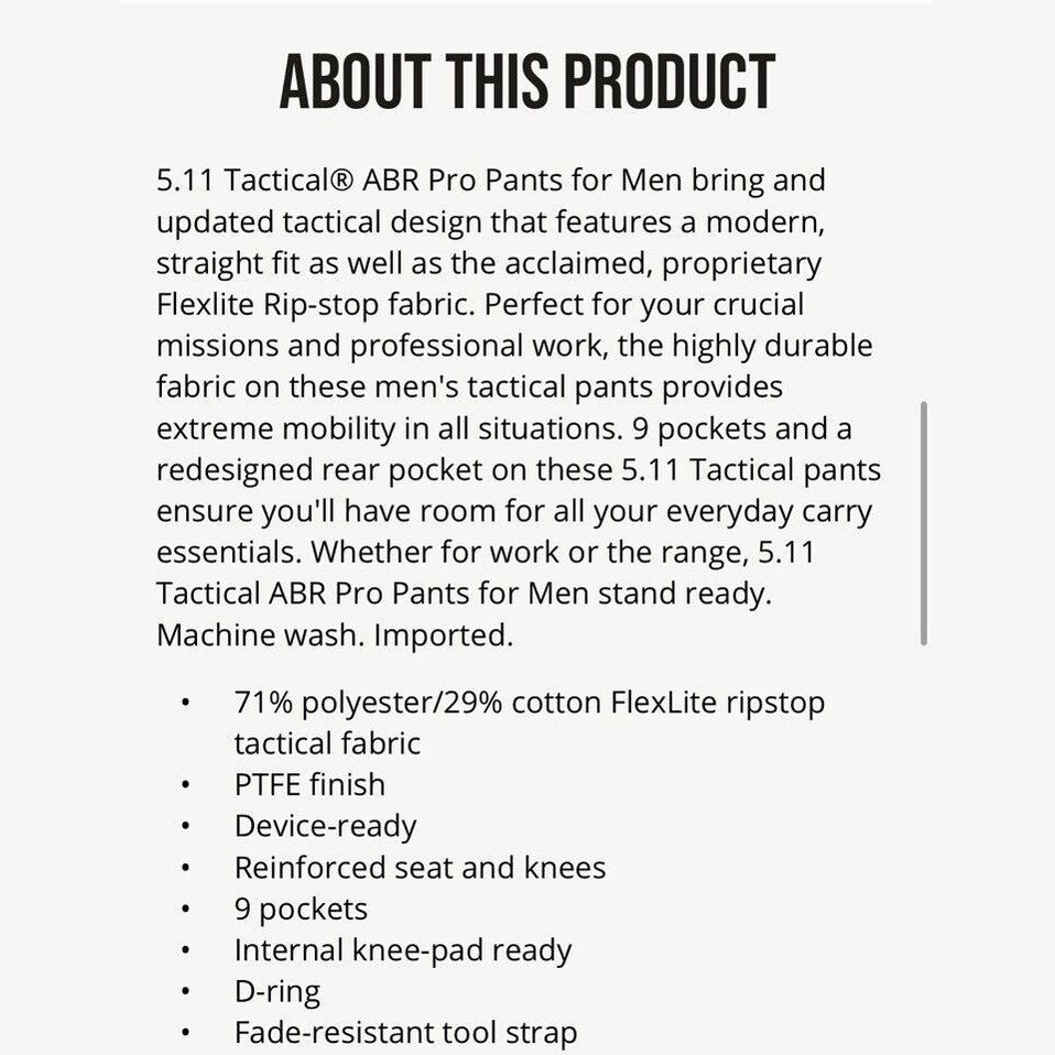 5.11 Men's Flexlite Pro Tactical Pants Style 74512-Khaki- 30W 32L - New Tags $65