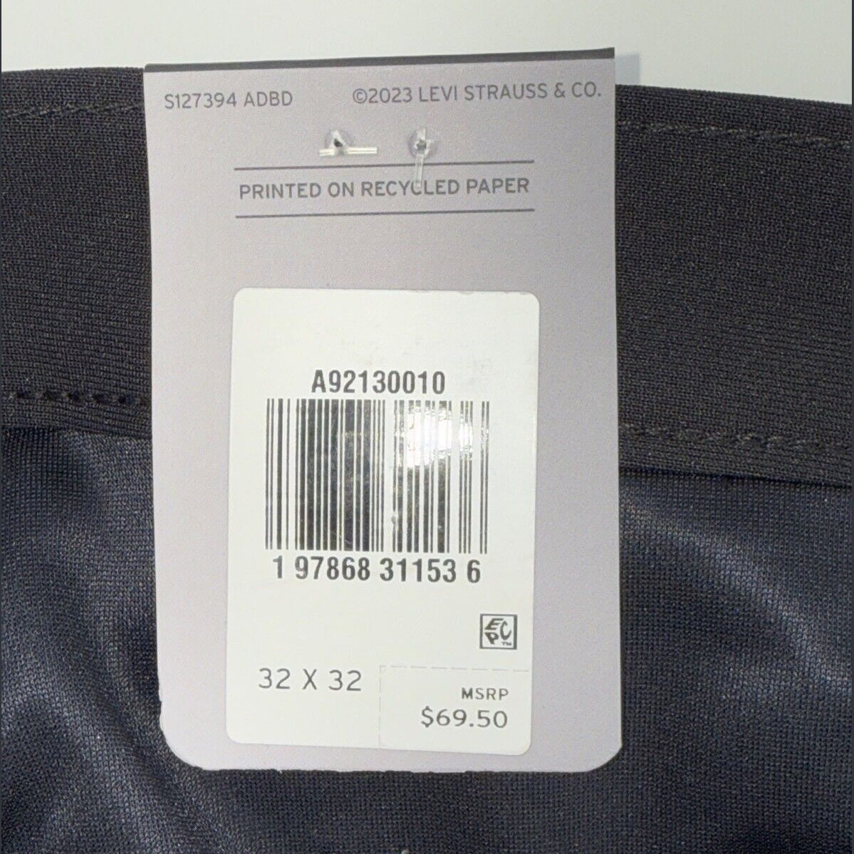 $70 Levi's Men's 511 Slim Tech Pants Stretch A92130010- Black- 32W 32L - New Tag