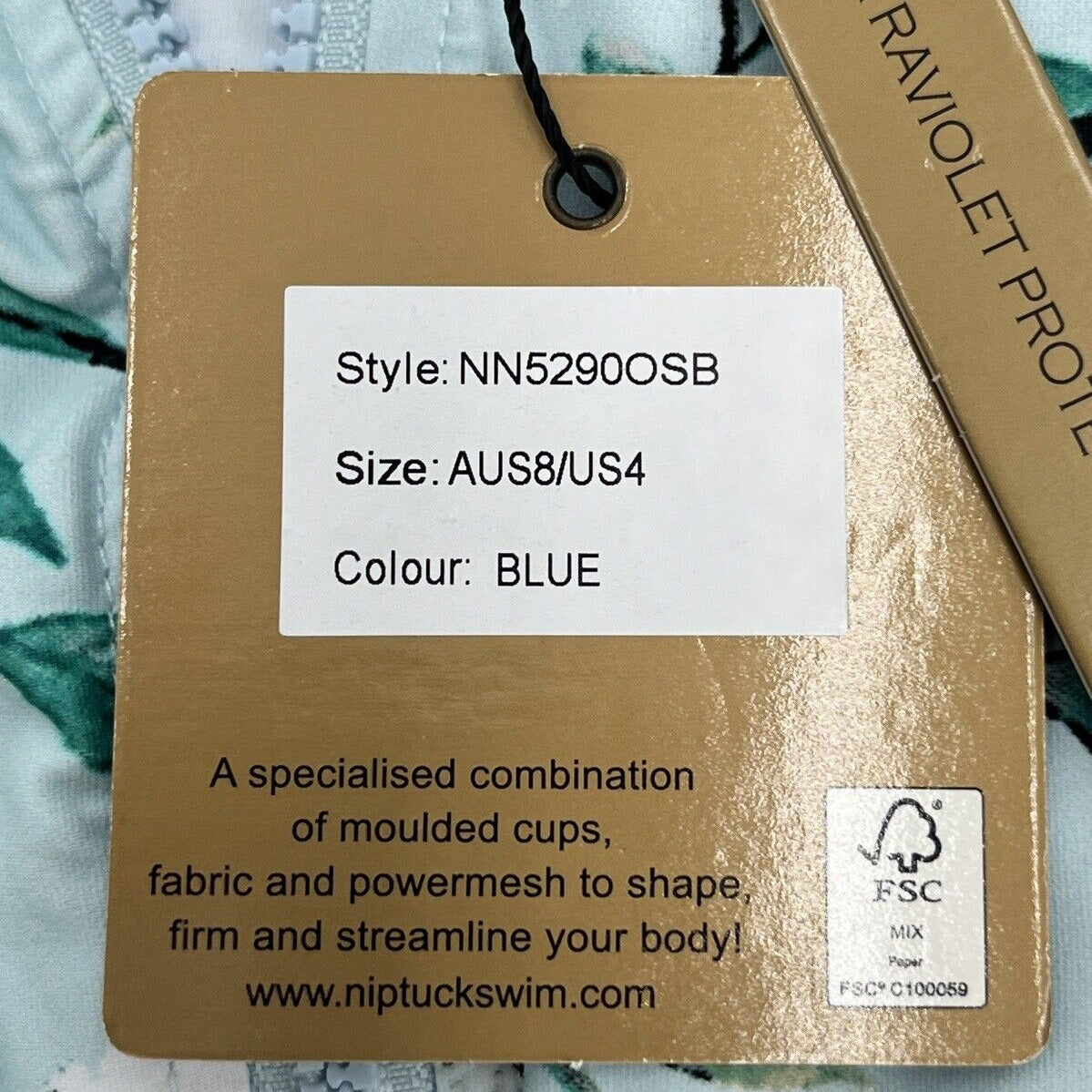 $78 NIP TUCK Swim Full Zip Sun Safe Top UPF 50-#NN5290OSB-Blue/Green-Size: 4-New