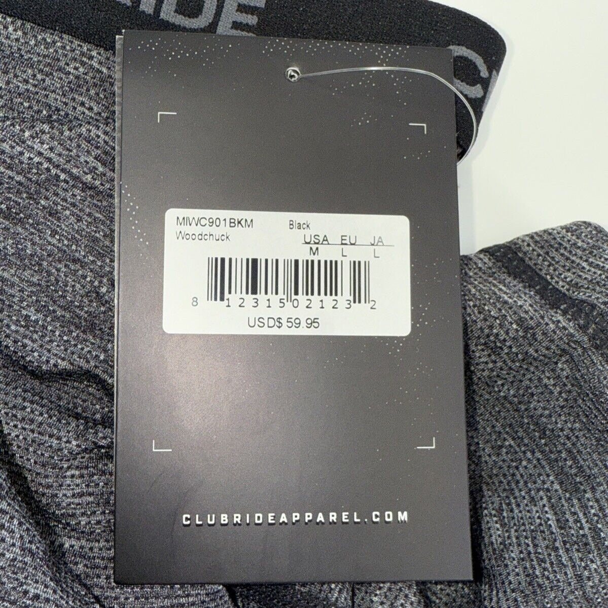 $60 Club Ride Apparel Men’s Woodchuck Bike Shorts - Black/Grey- Medium - New Tag