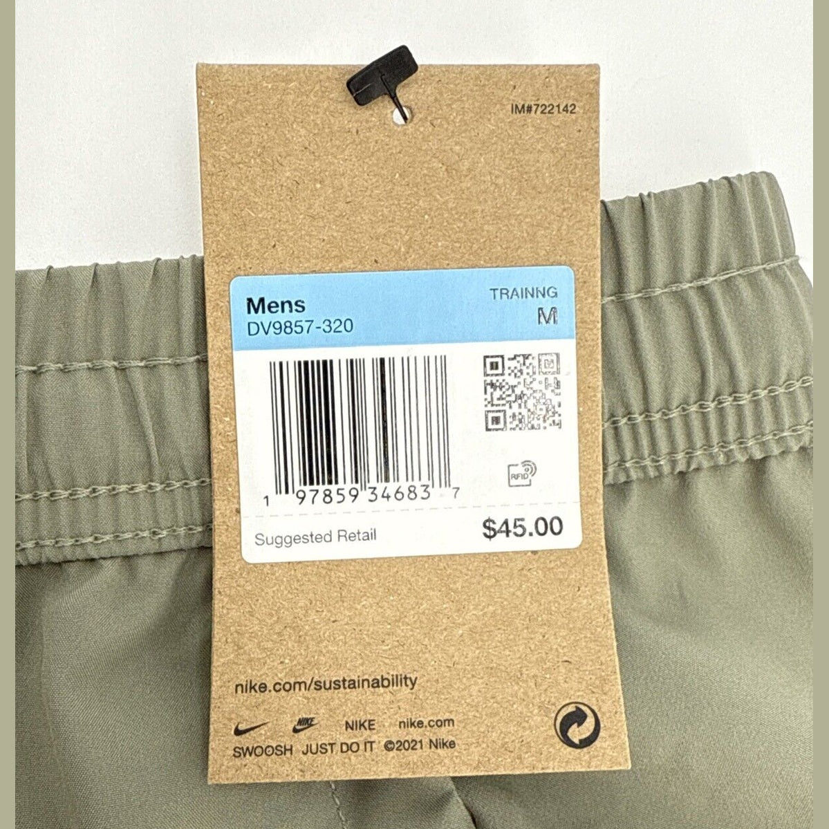 Nike Men's Form Dri-FIT 7" Unlined Versatile Shorts- Light Army- Medium- New Tag
