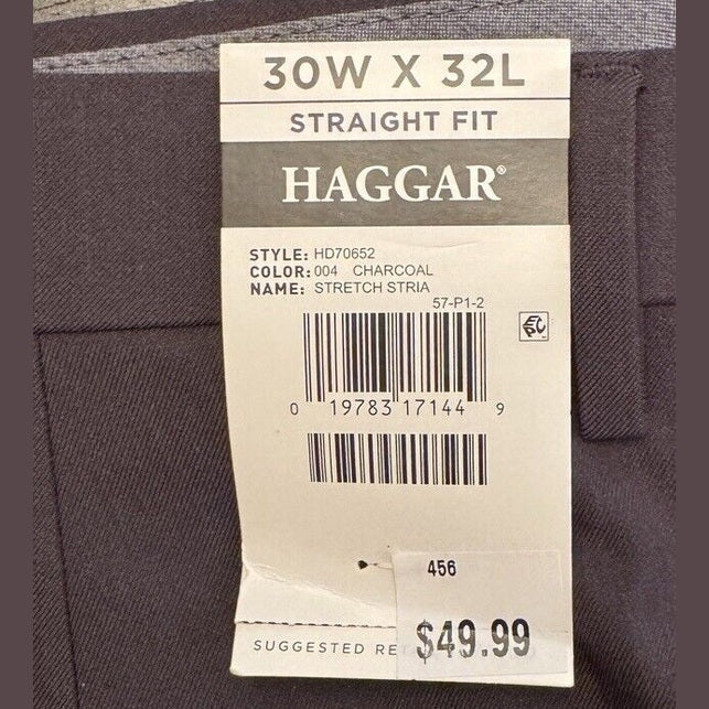 Haggar Men’s Premium Comfort Straight Fit Dress Pants- Charcoal- 30Wx32L - NWT