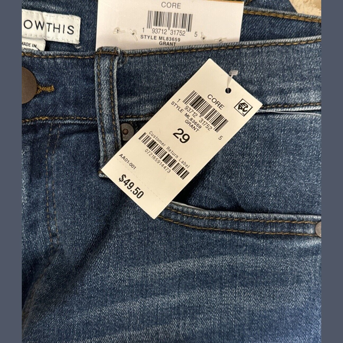 And Now This Men's Core Grant Slim-Fit Stretch Jeans - Med Blue- Size 29W