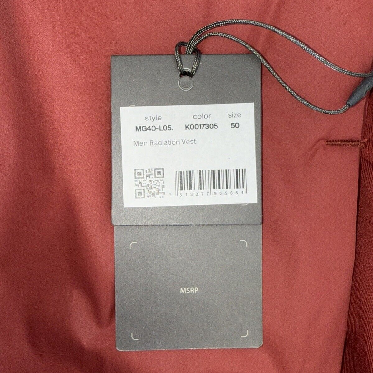 $279 KJUS Men's Radiation Vest Full Zip Insulated - Cedar Rust- Size: 50 Medium