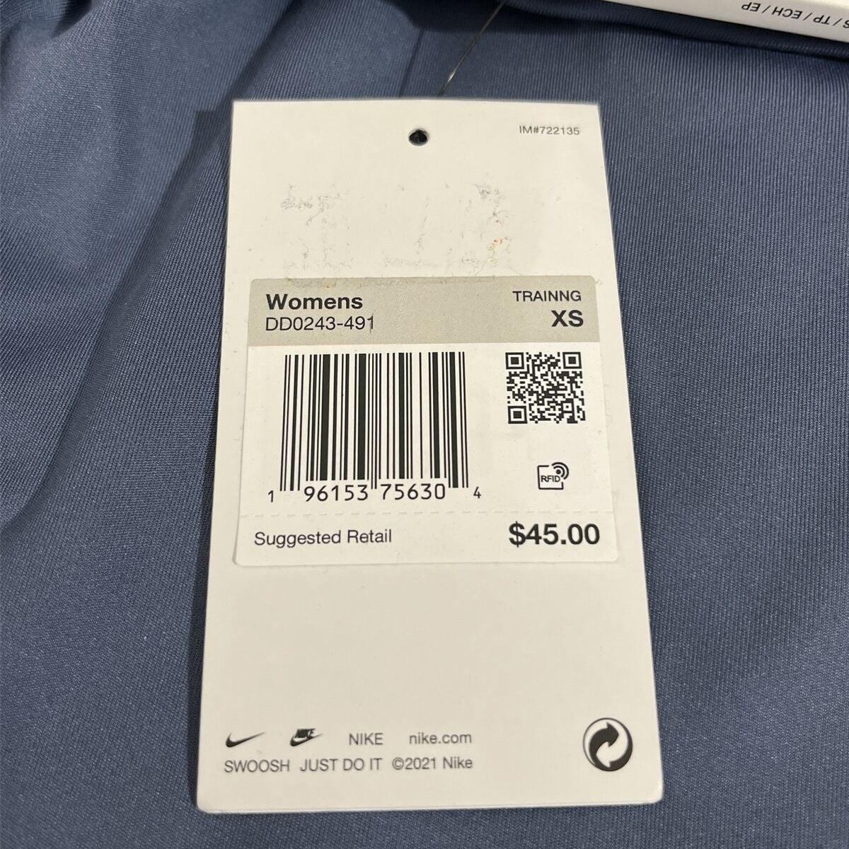 New Nike Womens One Midrise Bike Shorts -Diffused Blue - Size: XSmall MSRP $45