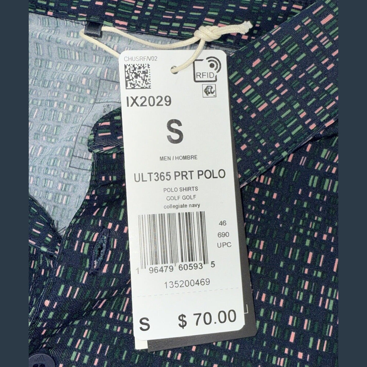 $70 Adidas Men’s Ultimate365 Power Grid Print Shirt -Collegiate Navy- Small-New