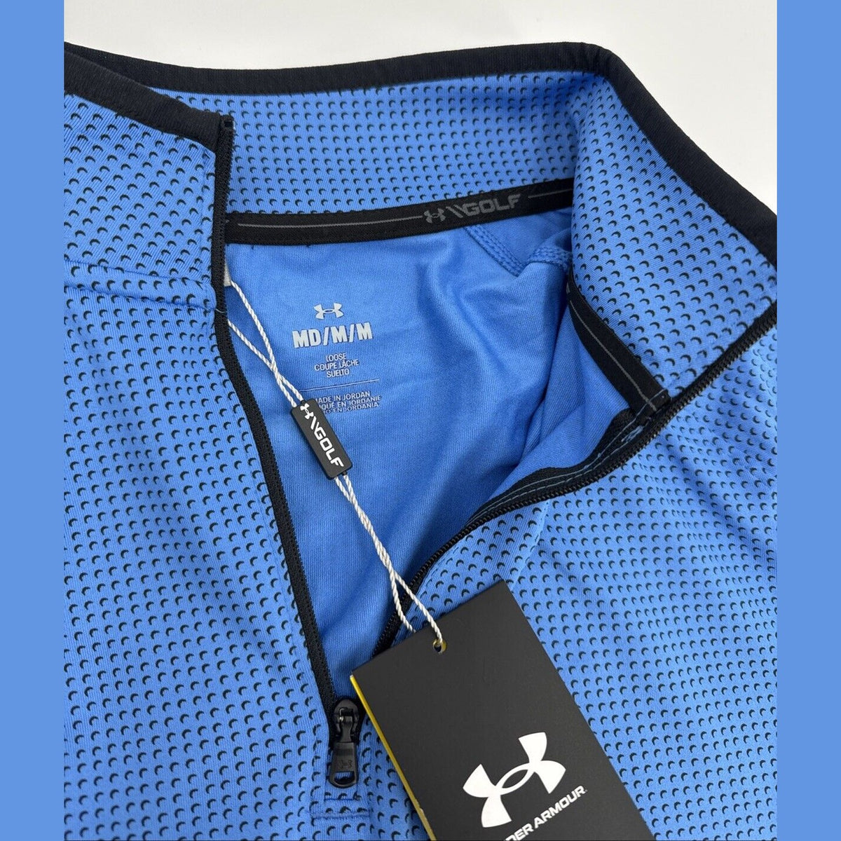 $75 Under Armour Men’s T2 Half Moons Print 1/4 Zip Golf Top - Blue- Medium -New