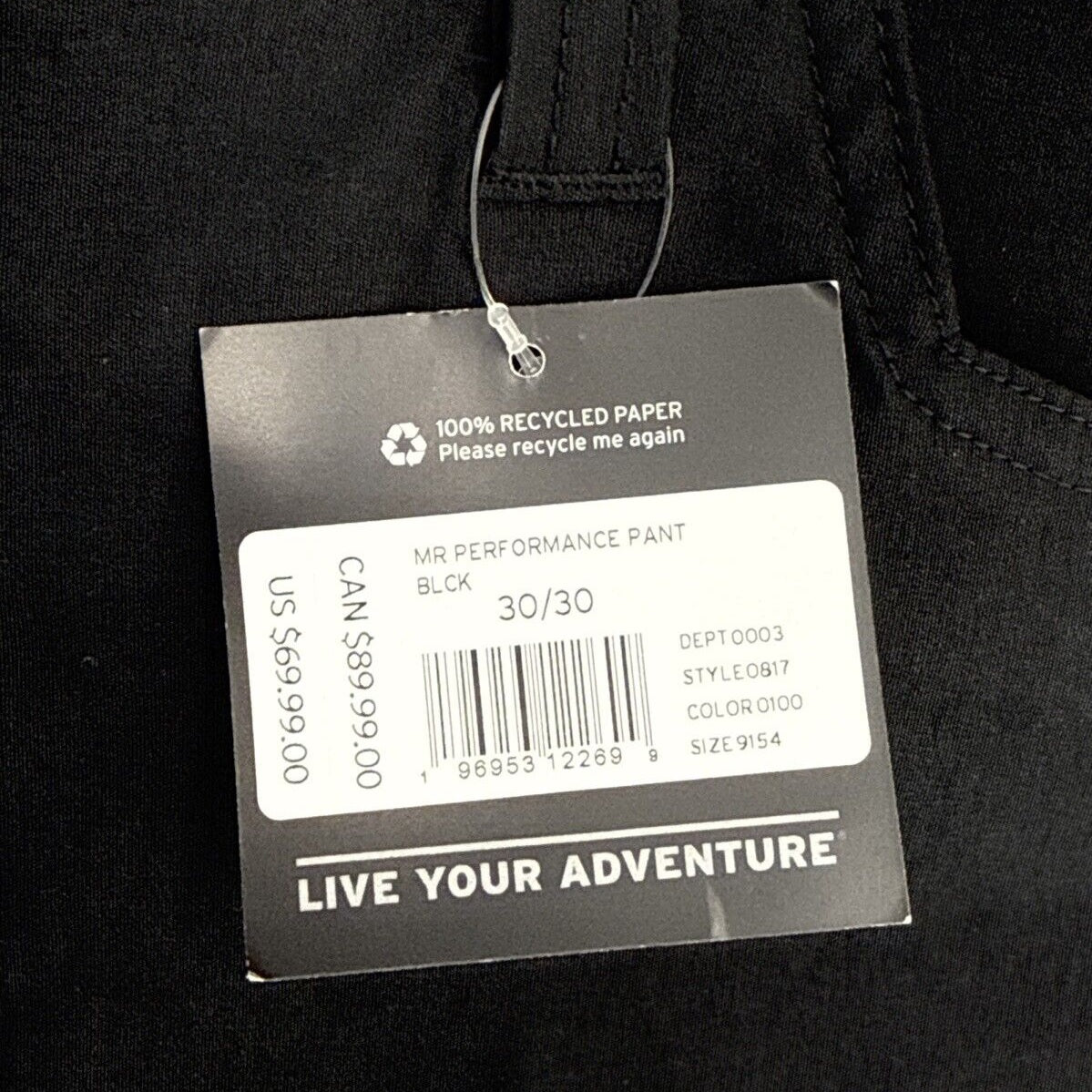 $70 Eddie Bauer Men’s Performance Tech Lightweight Stretch- Black - 30W 30L-NEW