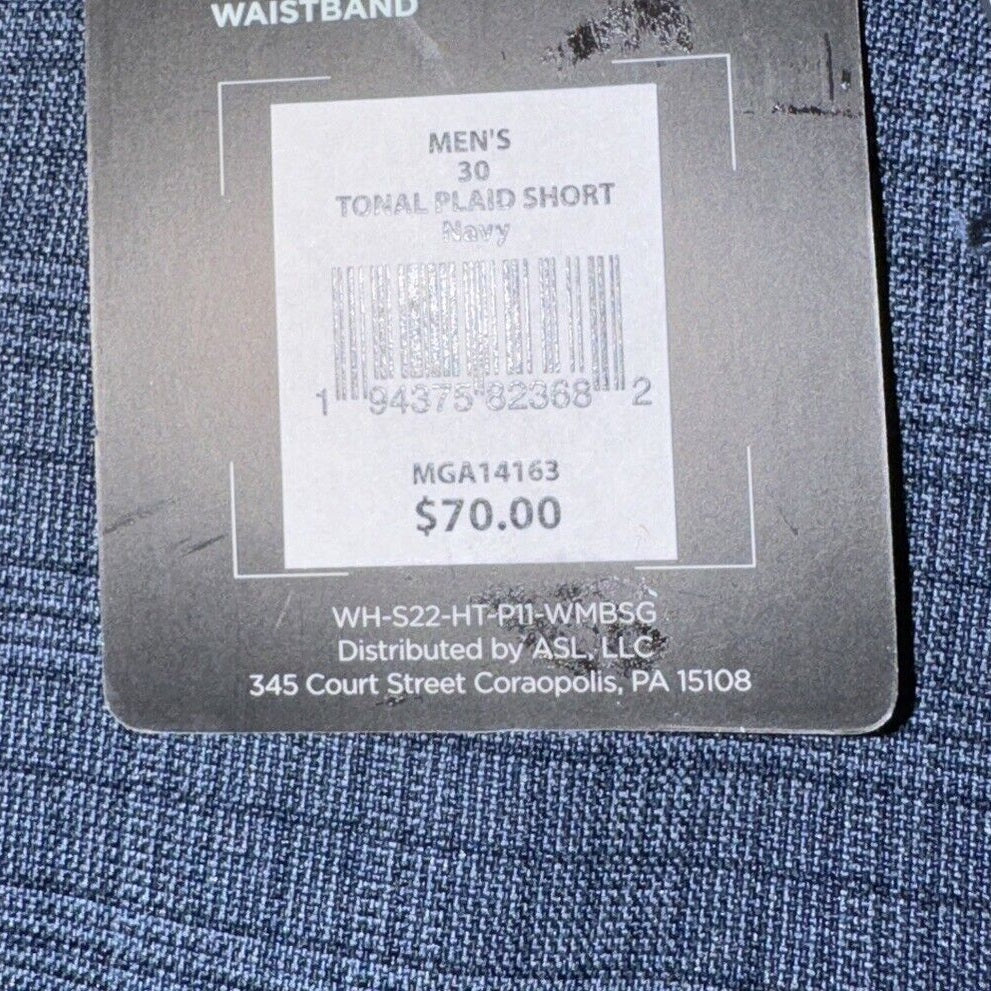 Walter Hagen Men's Perfect 11 Golf Shorts-Plaid Navy- Size 30W NWT