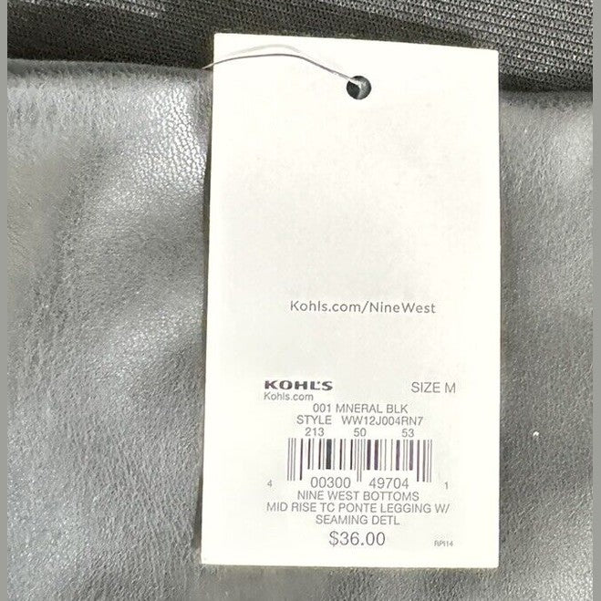 NINE WEST Women's Ponte Legging- Faux Black Leather- Medium - NWT- Retail $36