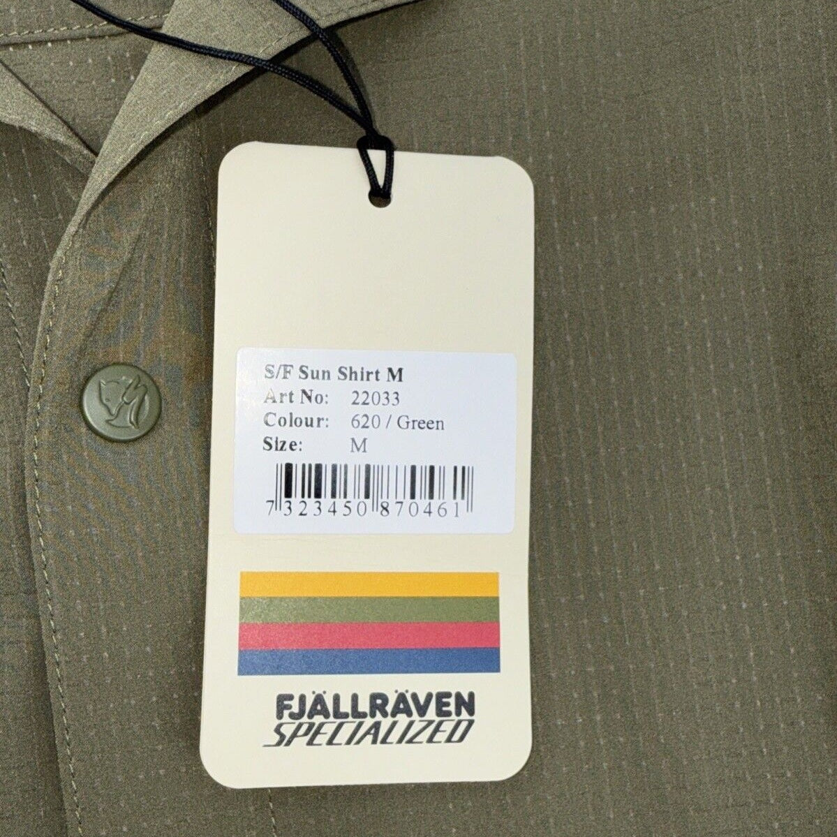$150 FJALLRAVEN Men’s Specialized S/F Sun Long Sleeve Shirt-Khaki - Medium - New
