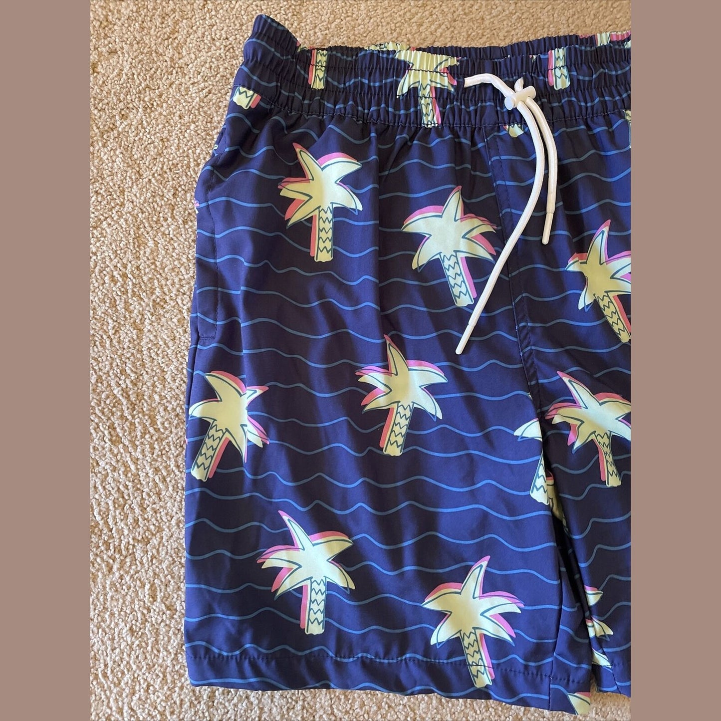 Sovereign Code Swim Trunk Men's - Size Medium - Seaside Palms- Navy- New
