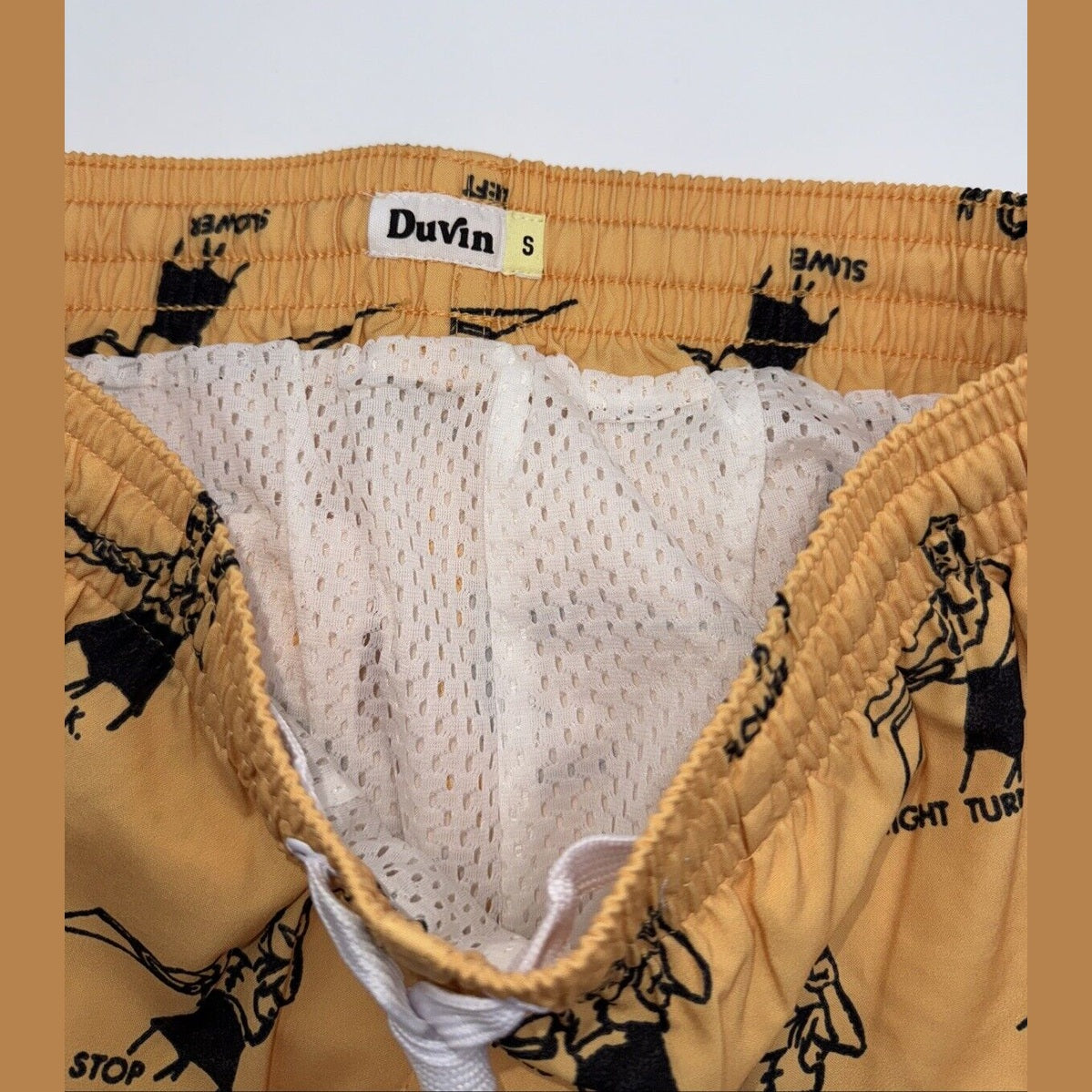 $65 Duvin Design Men's Waterski Swim Trunk Shorts -Yellow/Black-Size: Small-NEW