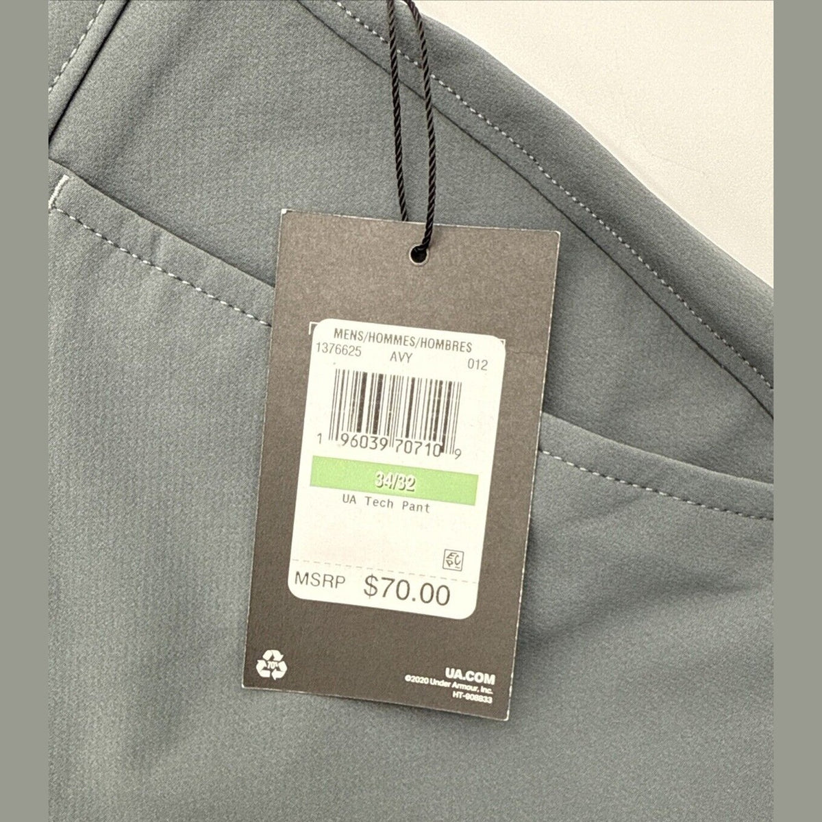 Under Armor Men’s Wicking Golf Flat Front Pants- -Pitch Gray- Size 34W 32L - New