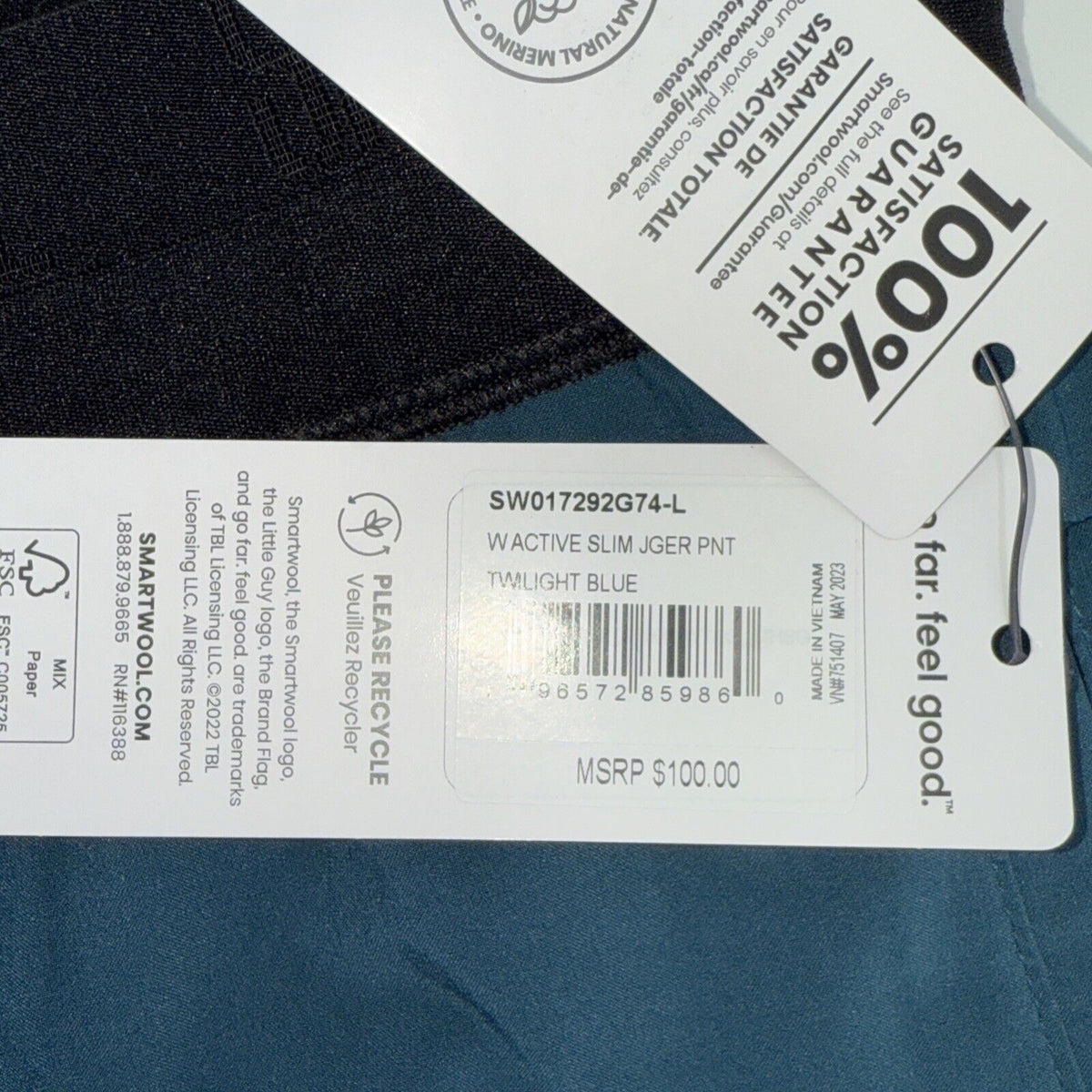 $100 Smartwool Women’s Active Slim Jogger Pants- Twilight Blue- Large -New Tags