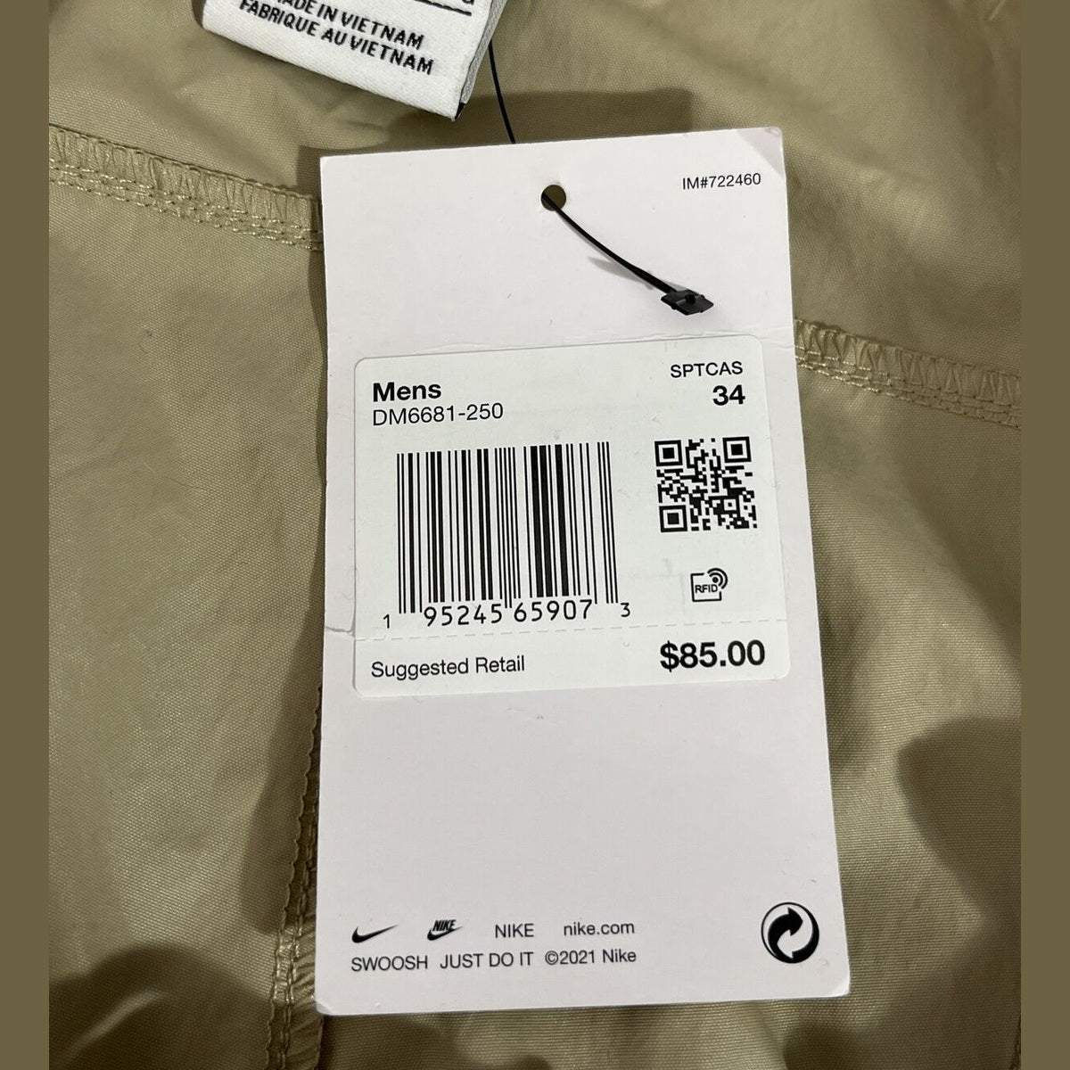 $85 Nike Men’s Sportswear Essentials Utility Pants DM6681-250- Beige-34W-New Tag