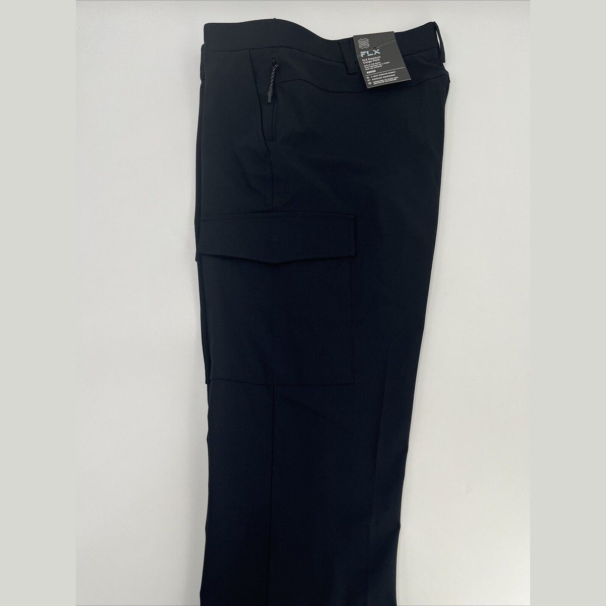 FLX Men’s Premium Slim Cargo Pants- Black- 32W 32L - New Tags