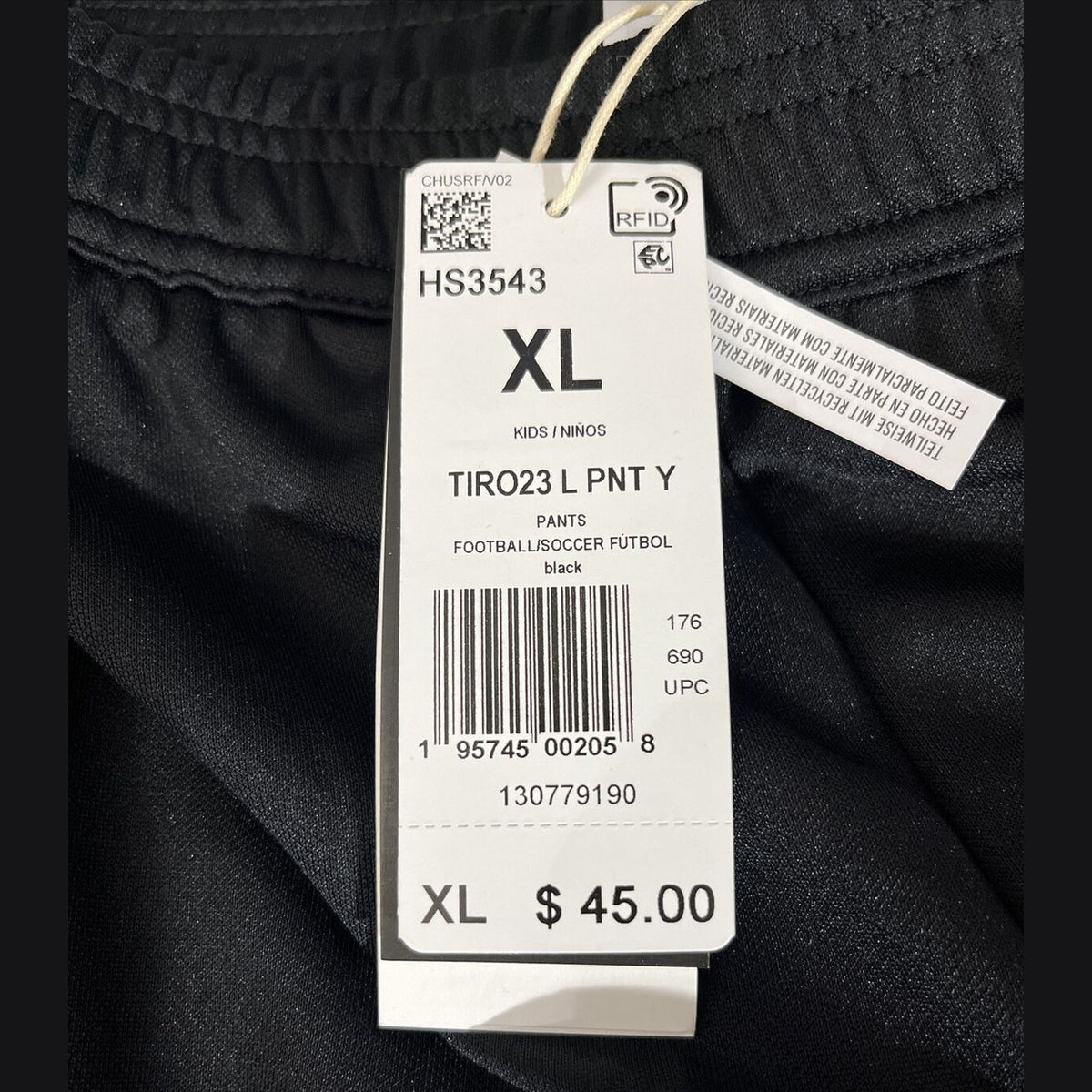 Adidas Kids Unisex Tiro 23 League Mid-Rise Pants-Black HS3543 -Size XLarge-NWT