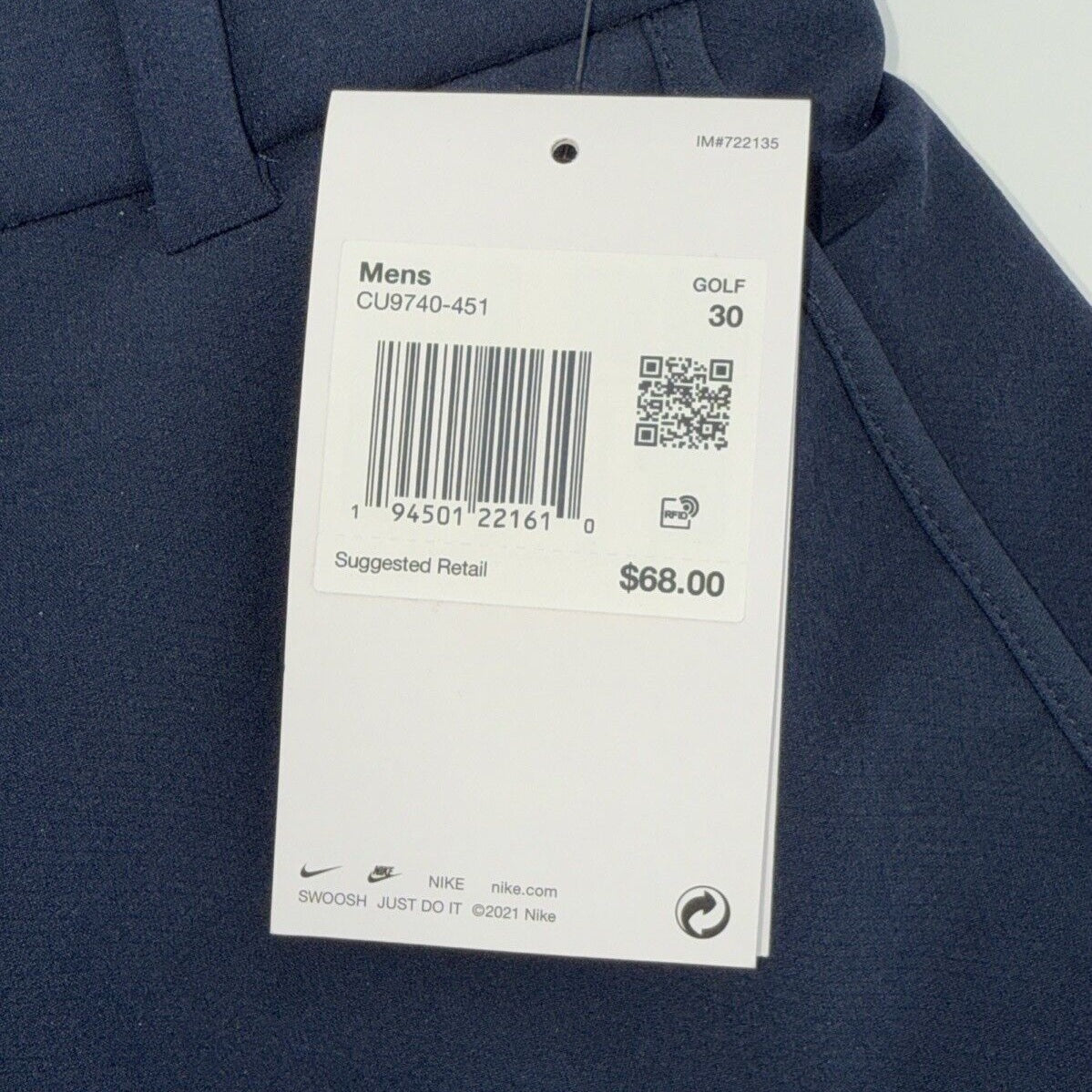 Nike Men’s Golf Shorts Dri-Fit Flex Core Standard Fit Stretch-Navy- 30W-New $68