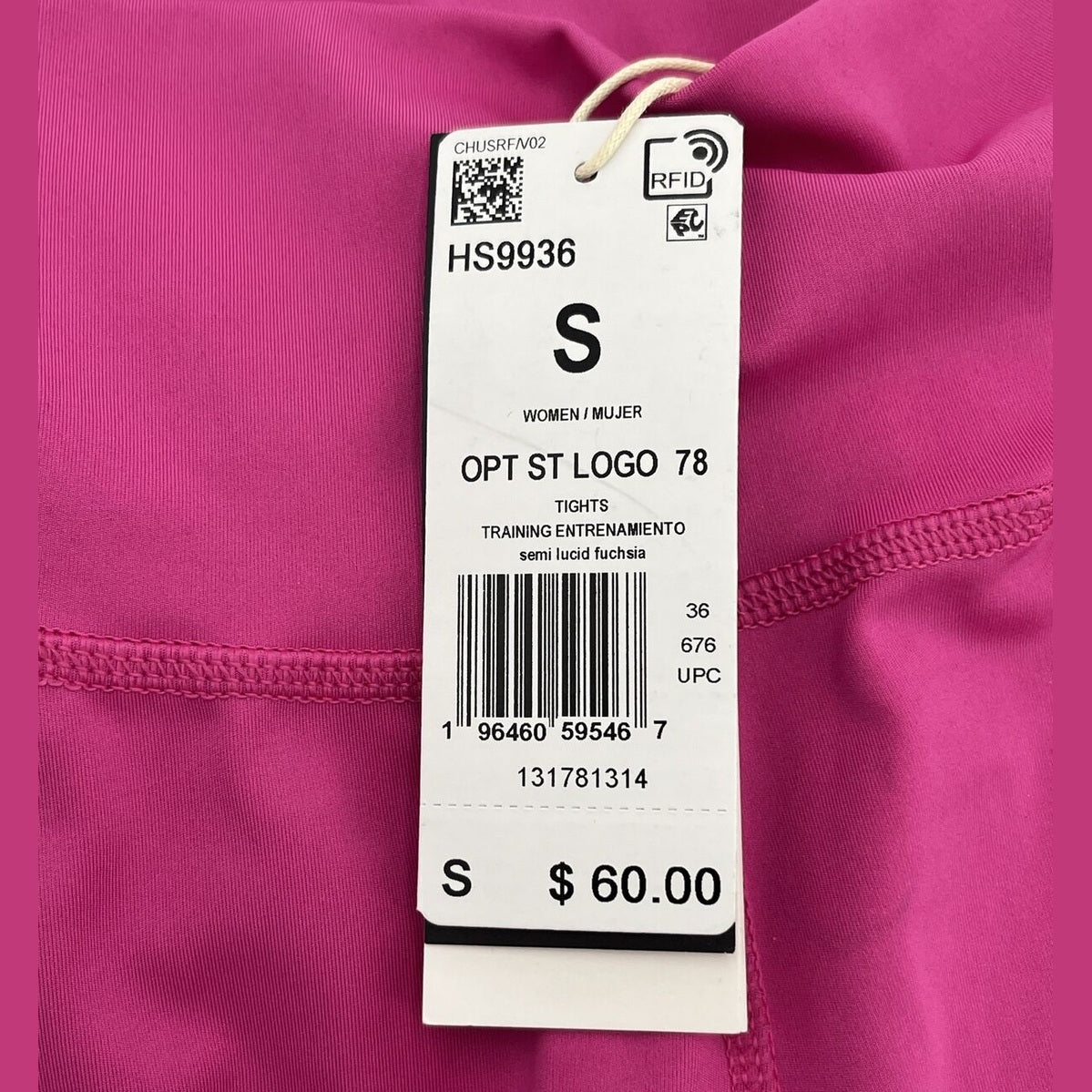 Adidas Woman's Pants Optime Stash Pocket High-Waisted 7/8 Tights-Fuchsia -Small
