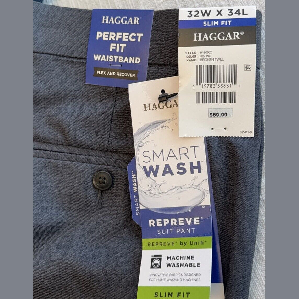 Haggar Men’s Perfect Fit Comfort Straight Slim Fit Dress Pants- Ink - 32Wx34L