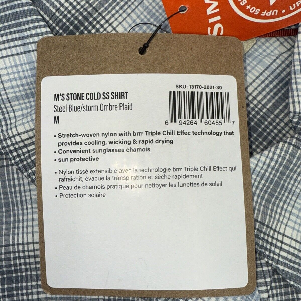 Simms Men's Stone Cold Short Sleeve Shirt - Steel Blue Storm Ombre Plaid-Medium