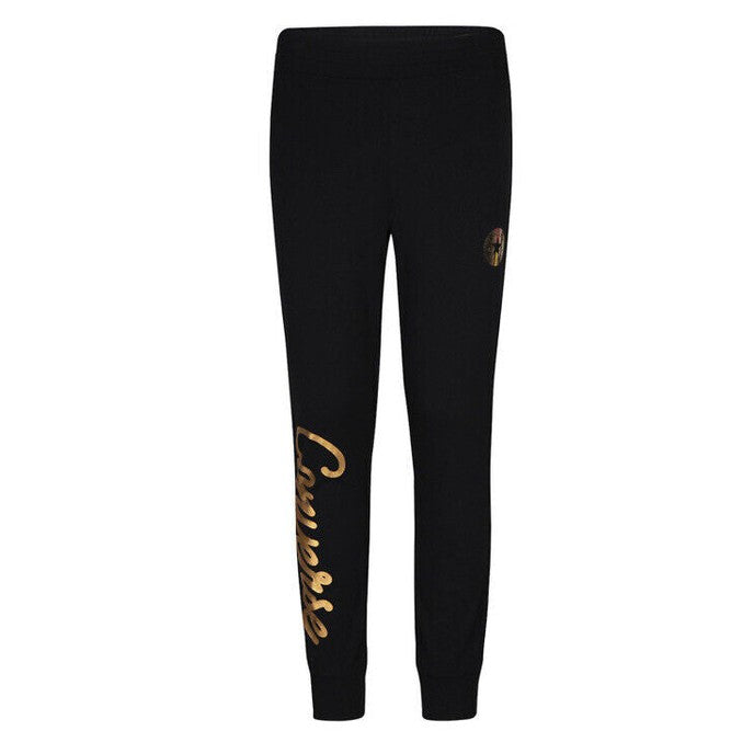 Converse Girls Shiny Wordmark Joggers 4CD316-023 Black Bronze- Medium -Tag $40