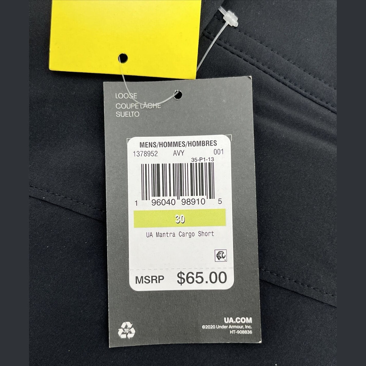 $65 Under Armour Men's UA 10” Mantra Soft Cargo Shorts- Black- Size: 30”-NWT