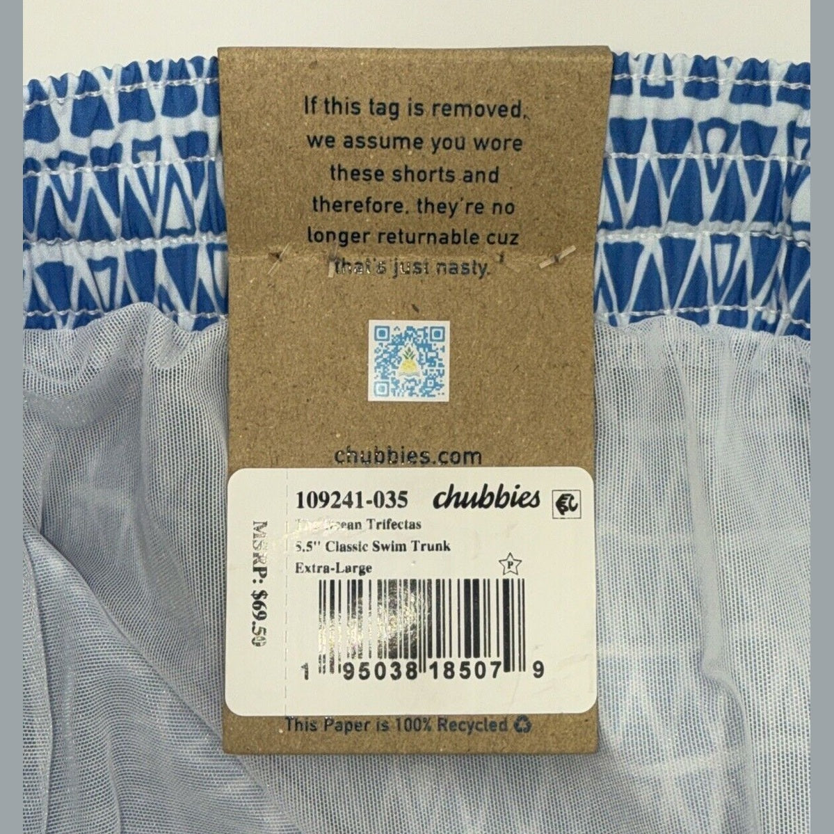 $70 Chubbies The Ocean Trifectas 5.5" Inseam Swim Trunks- Multi -XLarge -New Tag