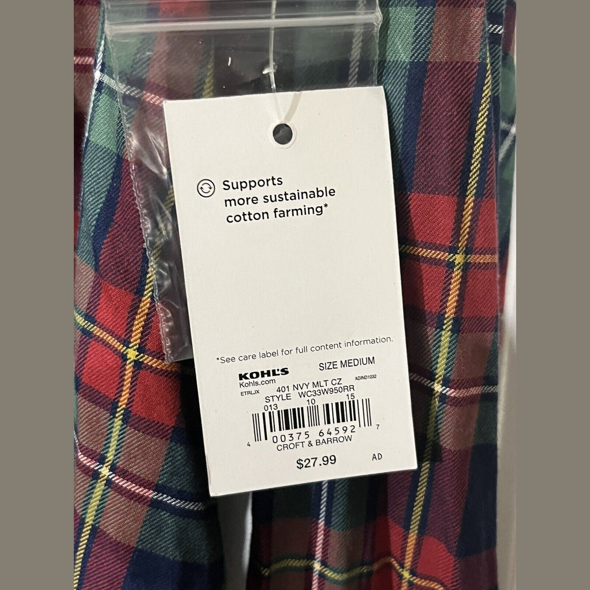 Croft & Barrow Women’s Collared Long Sleeve Button Up Shirt-Red/blue-Medium-New