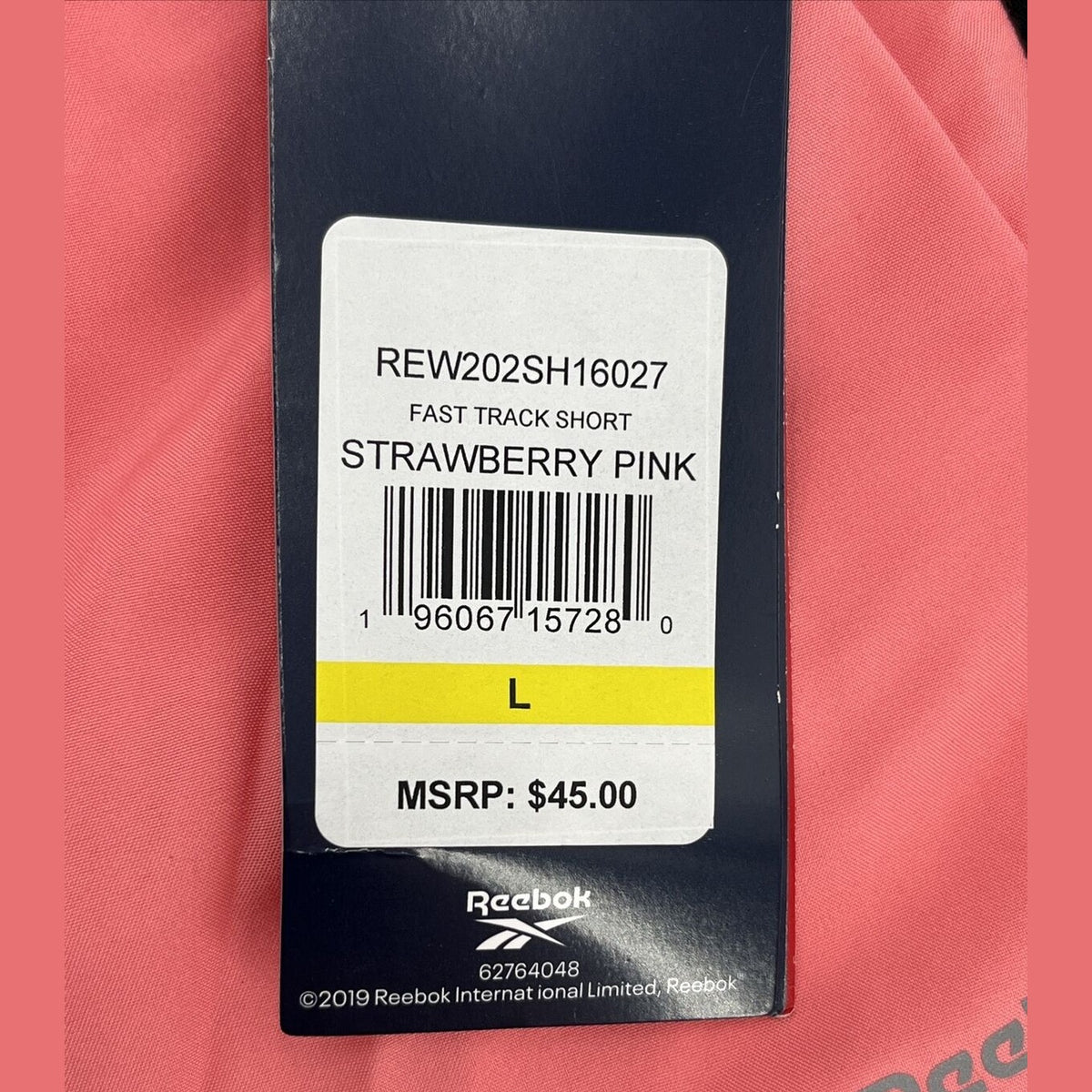 $45 Reebok Women's Track Running Shorts Relaxed Fit Mid-Rise-Strawberry-Large