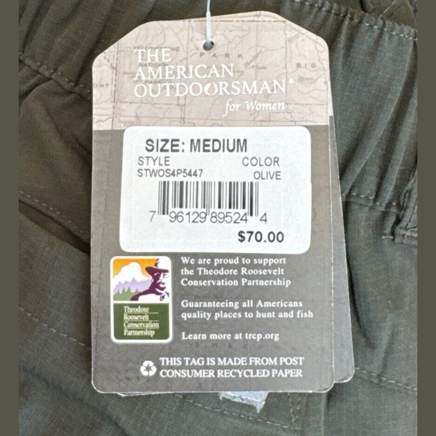 $70 The American Outdoorsman Women’s Convertible Trail Pants -Olive- Medium