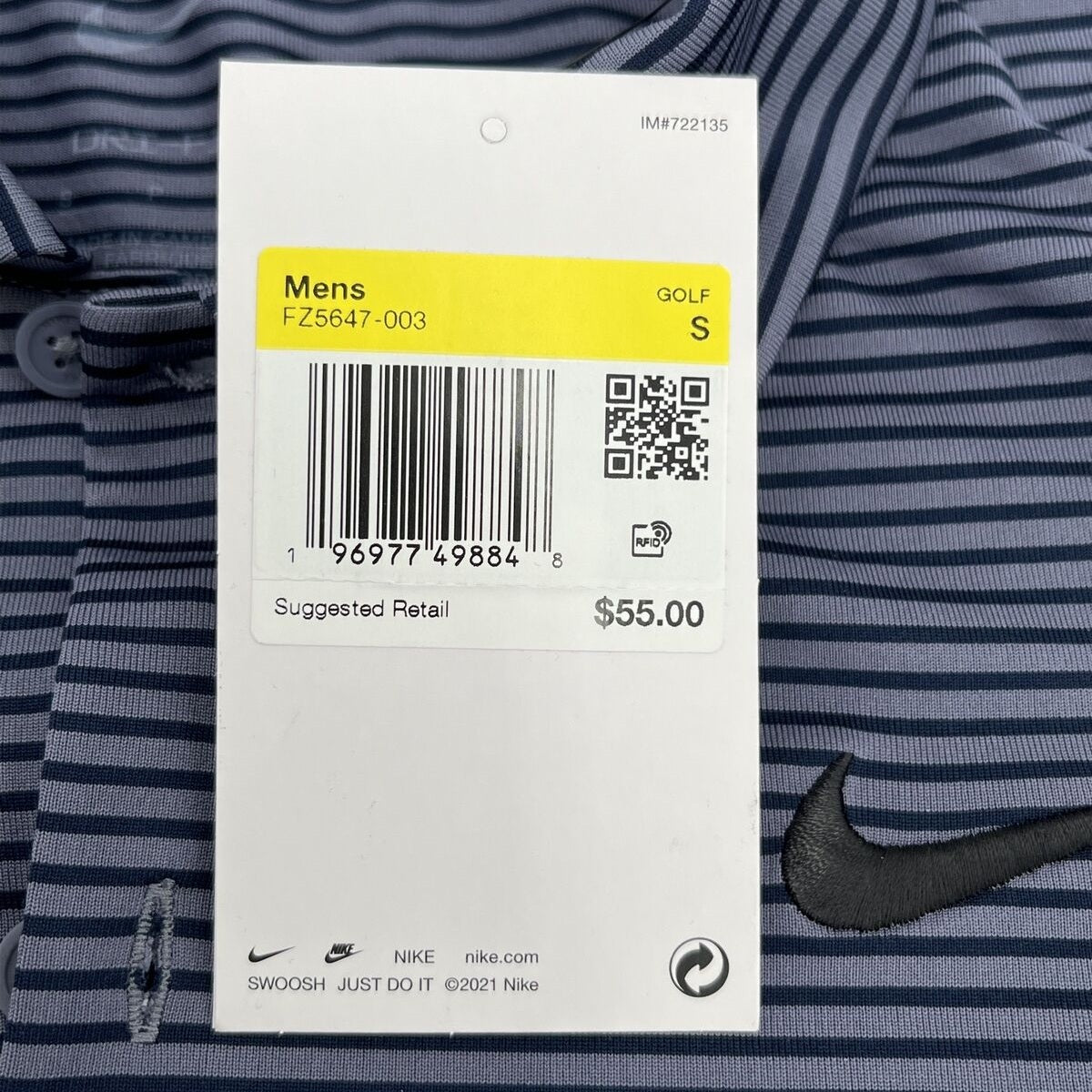 Nike Men’s Dri-Fit Polo Core Striped Golf Tennis Shirt-Grey/Navy-Small-New $55