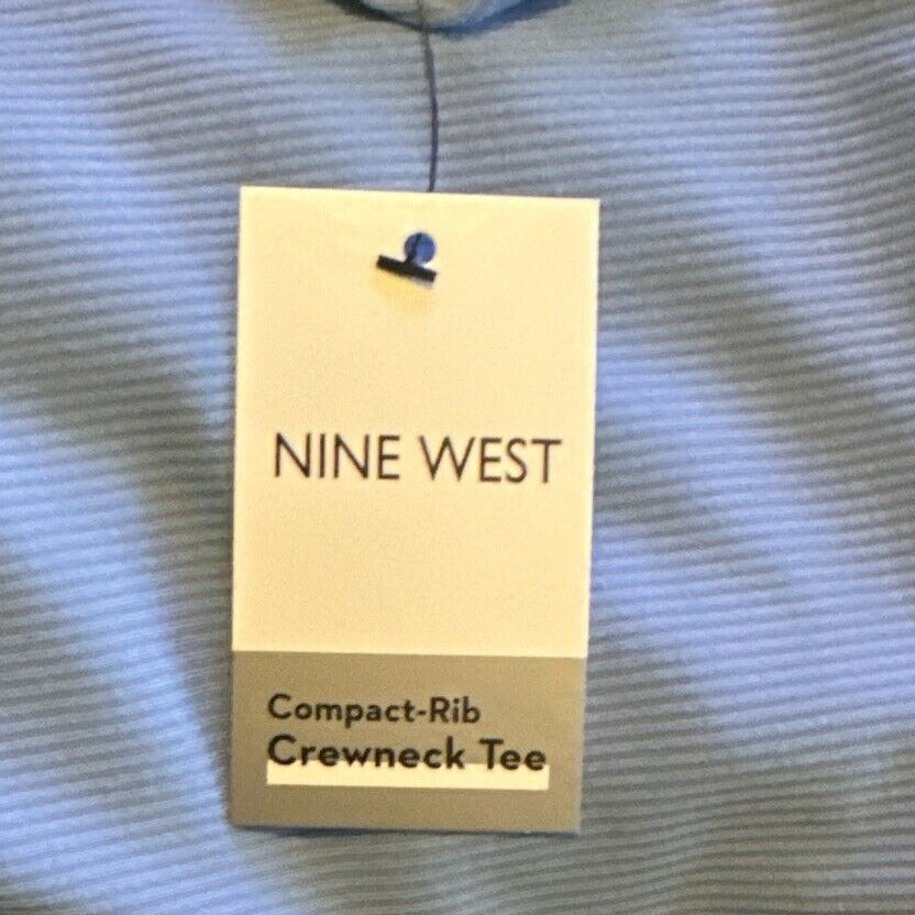 Nine West Women's Fitted Ribbed Crewneck Top Shirt - Subtle Periwinkle- Small