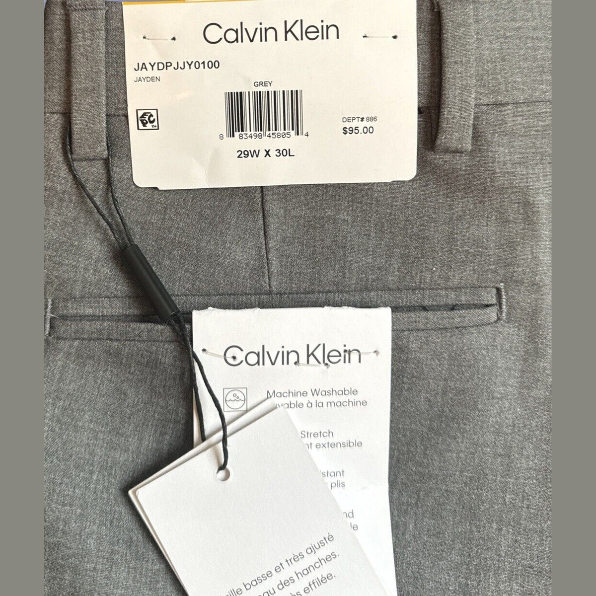 Calvin Klein Men’s Skinny Fit Jayden Dress Pants- Medium Grey -29Wx30L - New