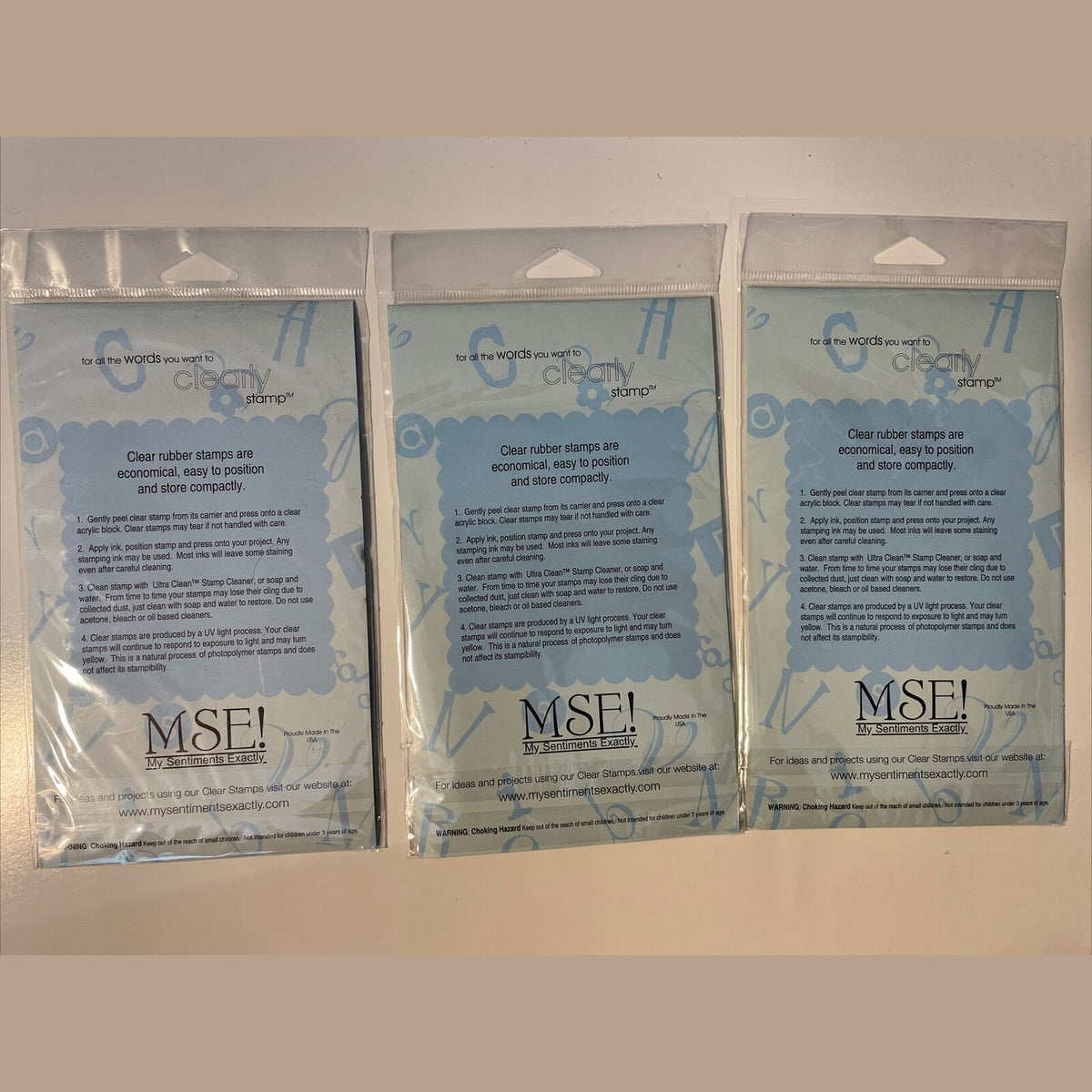 Lot Of 3 MSE! My sentiments exactly Poly Clear Photopolymer Stamps - Combo Lot
