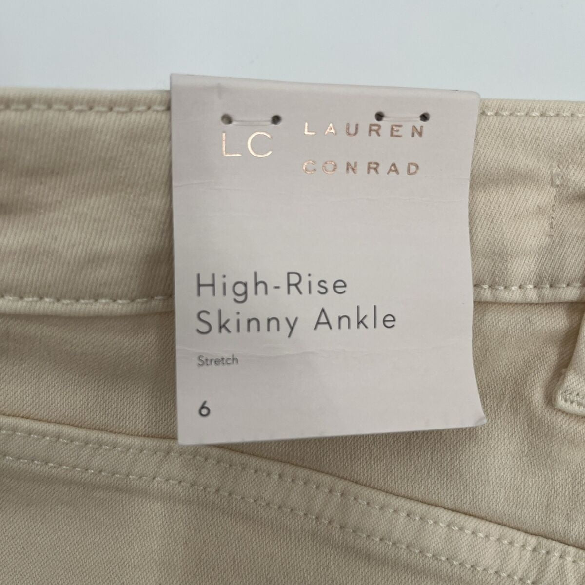 $40 LC Lauren Conrad High-Rise Skinny Ankle Stretch Pants Jean-Cream-Size 6(28W)